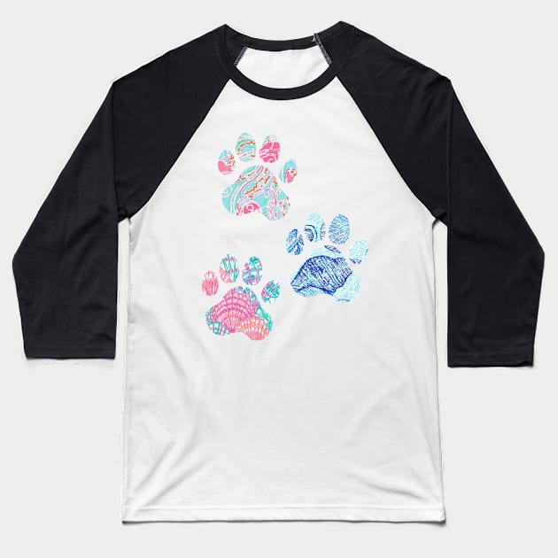 Preppy Paw Print Trio Baseball T-Shirt by annmariestowe